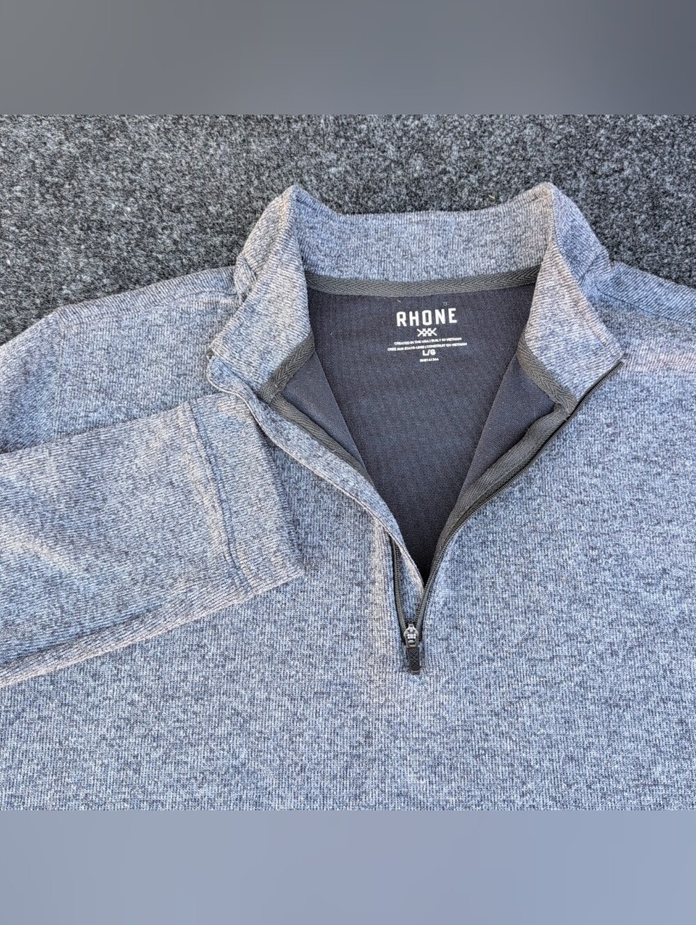 Rhone Sweater Mens Large Gray Commuter Quarter Zip Fleece Mock Casual Preppy